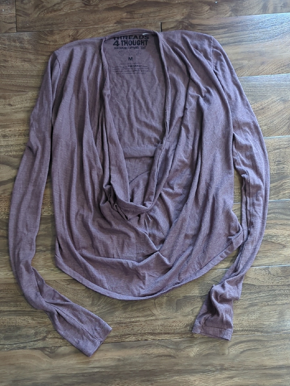 Threads 4 Thought Draped Deep Cowl Long-Sleeve Top - Dusty Mauve